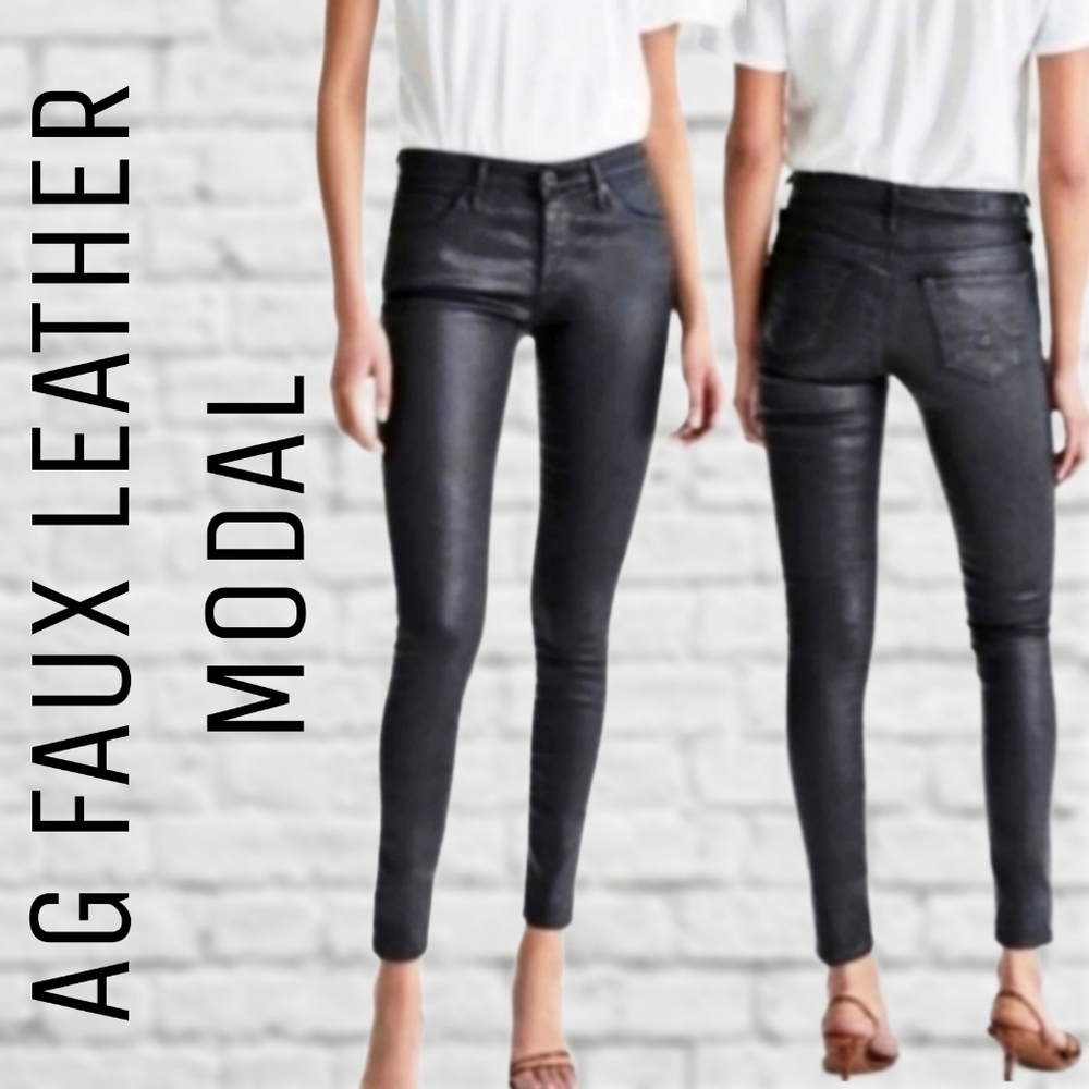 AG faux Leatherette Modal Farrah skinny ankle Black moto  27R pants